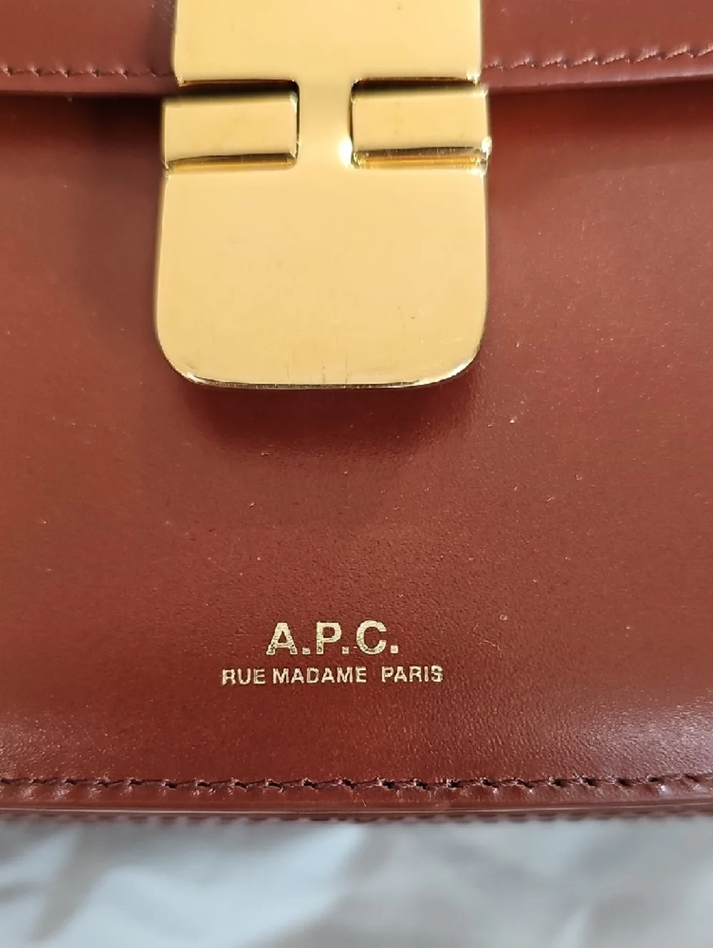 A.P.C. Chestnut Brown Leather Crossbody with Gold Hardware - Picture 2 of 10